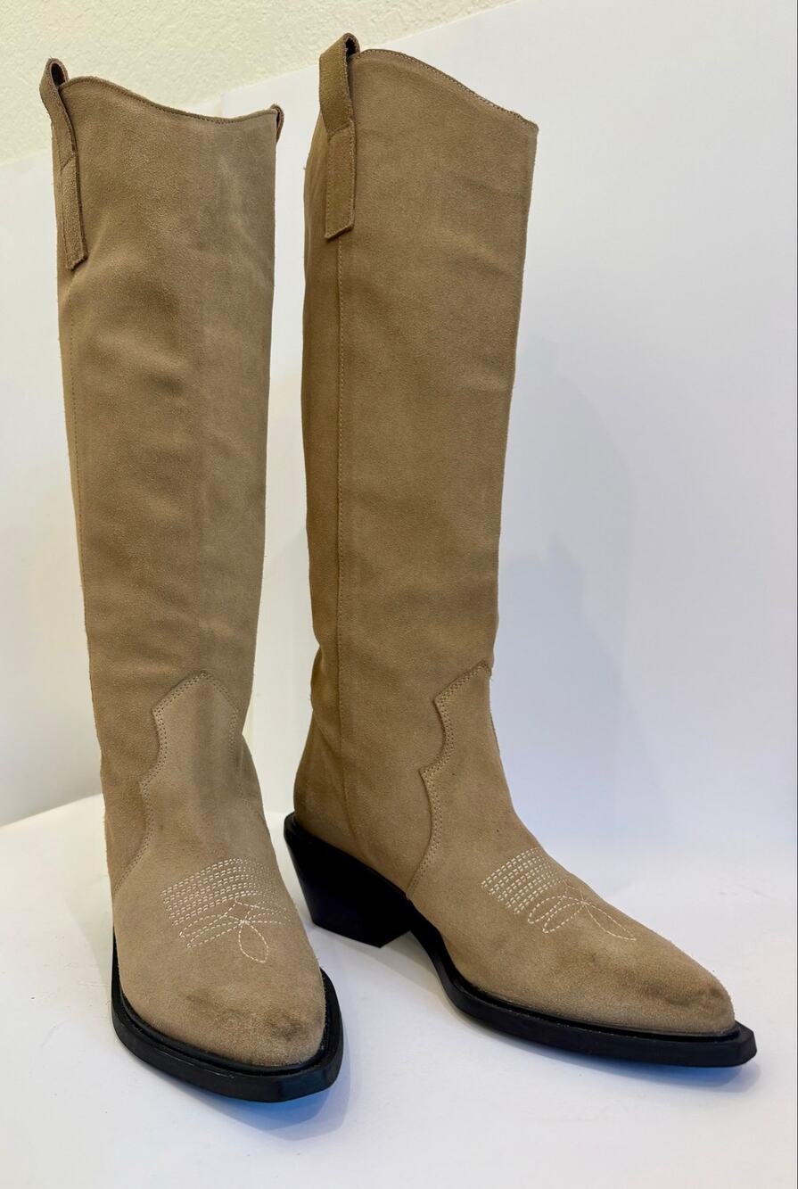 ALOHAS Mount Boots Desert Taupe Suede Tall Western Cowboy Made in Spain Size 38